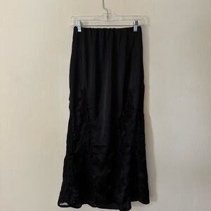 Free People Elegant Black Lace Midi Skirt